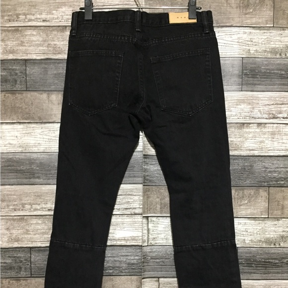 MNML Slim Skinny Jeans Men’s 29x30 Black Button Fly Distressed Ripped Knees - Picture 7 of 9